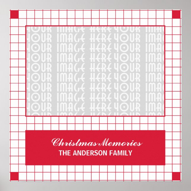 Red Grid Photo Poster (Front)