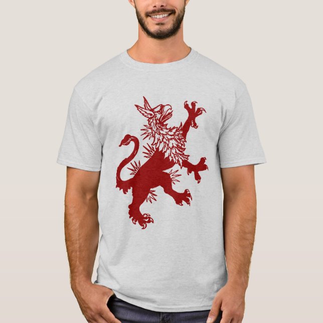Red Griffin - Mediaeval Gryphon T-Shirt (Front)