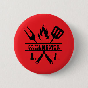 Red Grillmaster Utensil 6 Cm Round Badge