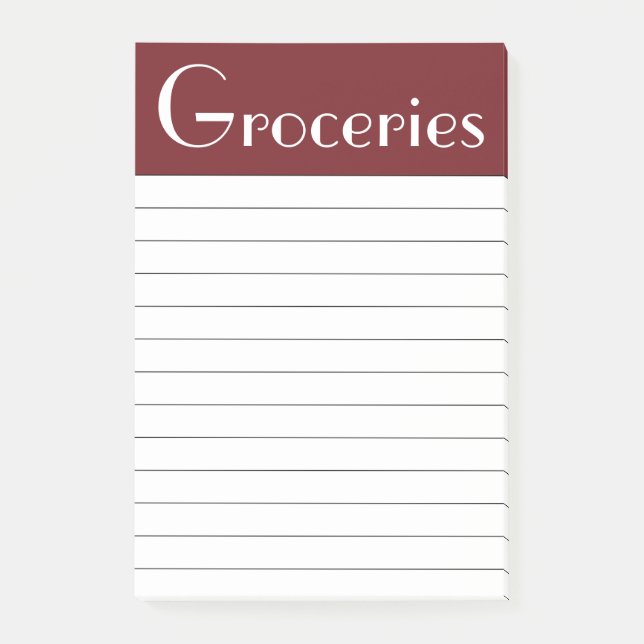  Red Groceries List Post It Notes (Front)