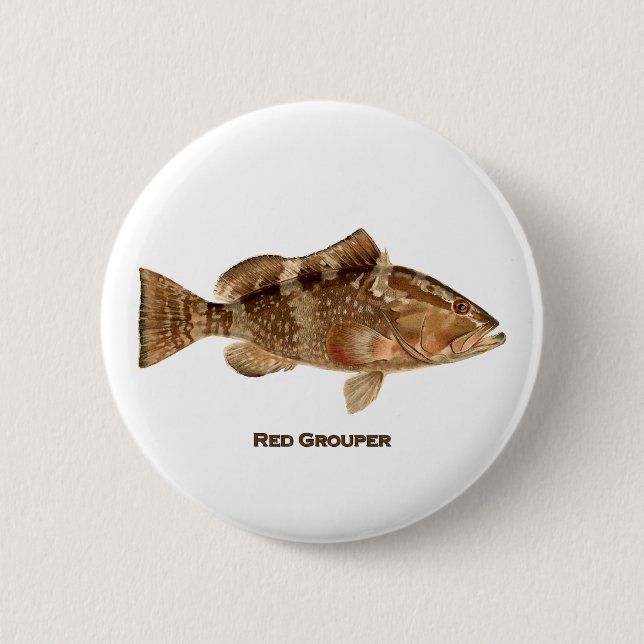 Red Grouper Fish 6 Cm Round Badge (Front)