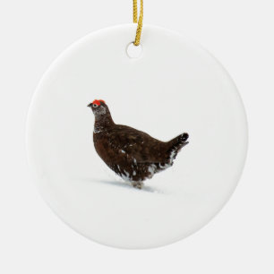 Red grouse ceramic tree decoration
