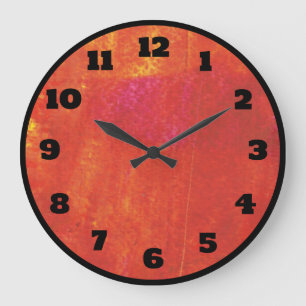 Red Grunge Abstract Artwork Large Clock
