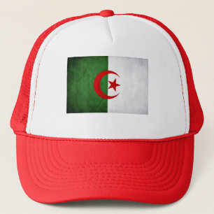 RED Grunge Algeria Flag Trucker Hat