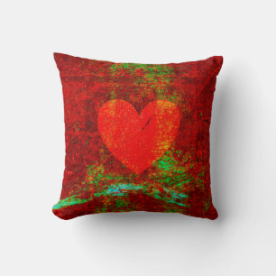 Red grunge broken heart cushion