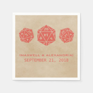 Red Grunge D20 Dice Gamer Paper Napkins