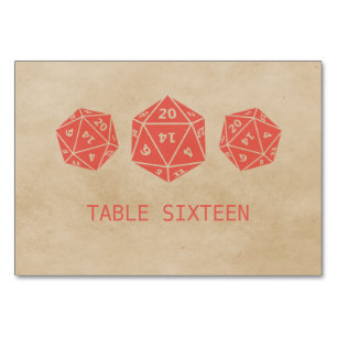 Red Grunge D20 Dice Gamer Table Card