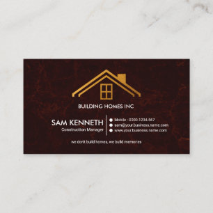 Red Grunge Exquisite Contractor's Gold Roof Top Business Card