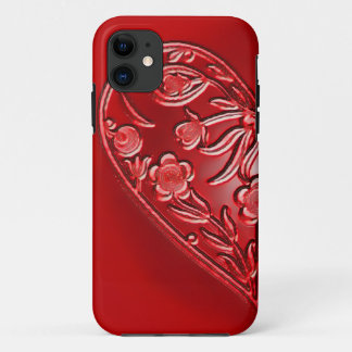 Red Grunge Floral Half-Heart Case-Mate iPhone Case