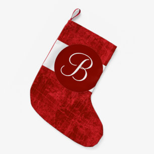 Red grunge monogram Christmas stocking