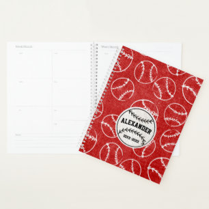 Red Grunged Baseball Pattern Planner