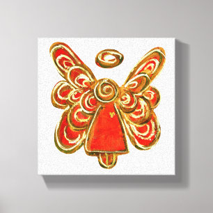 Red Guardian Angel Art Wrapped Canvas Painting