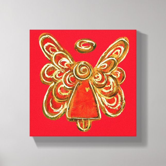 Red Guardian Angel Art Wrapped Canvas Painting (Front)