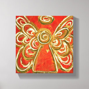 Red Guardian Angel Art Wrapped Canvas Painting