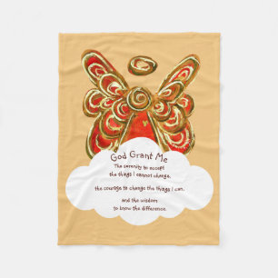Red Guardian Angel Serenity Prayer Blanket