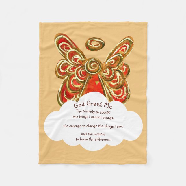 Red Guardian Angel Serenity Prayer Blanket (Front)