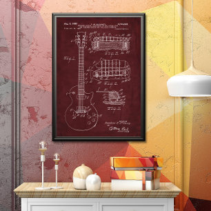 Red   Guitar Patent Poster