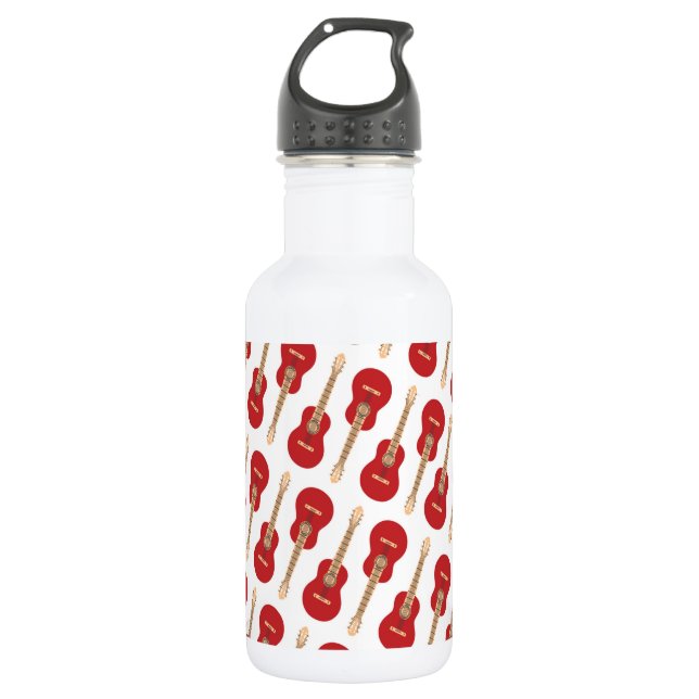 Red Guitar Pattern 532 Ml Water Bottle (Front)