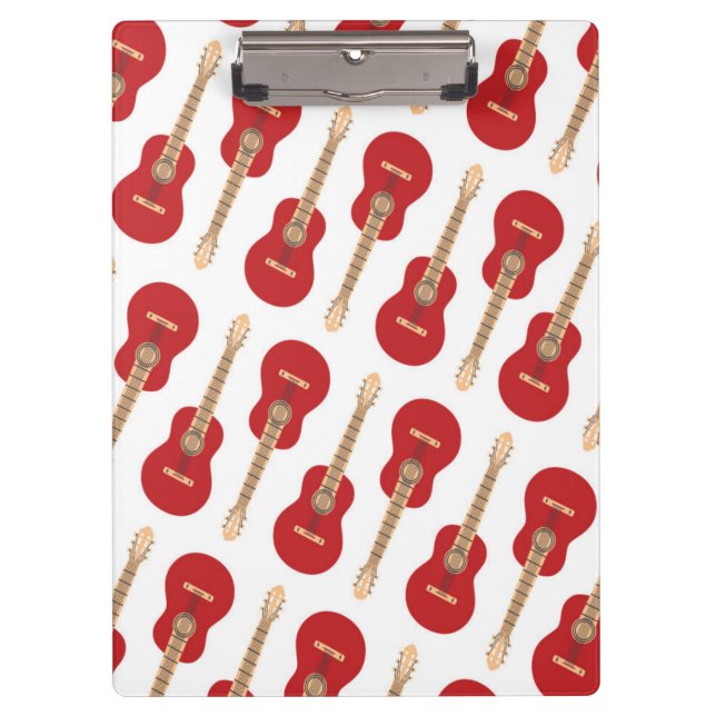 Red Guitar Pattern Clipboard (Front)