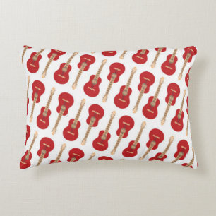 Red Guitar Pattern Decorative Cushion