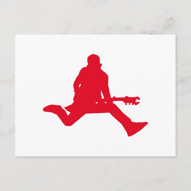 Red Guitar Player Silhouette Postcard (Front)