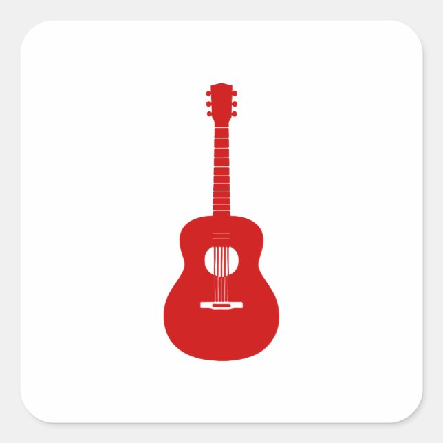 Red Guitar Sticker – Music Lover Acoustic Electric (Front)