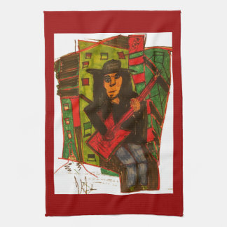 Red Guitar Tea Towel