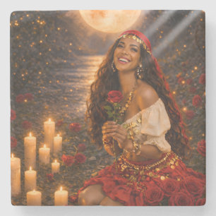 red gypsy trivet stone coaster