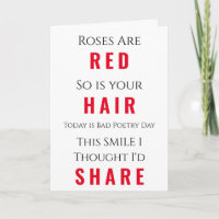 Red Hair Bad Poetry Day Cute Smile