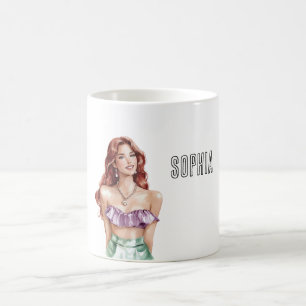 Red Hair Female Purple Top Coffee Mug