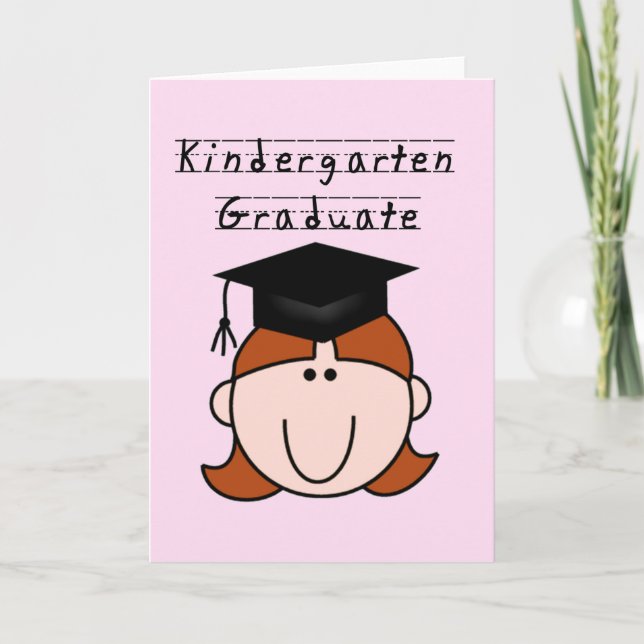 Red Hair GIrl Kindergarten Graduate Tshirts Card (Front)