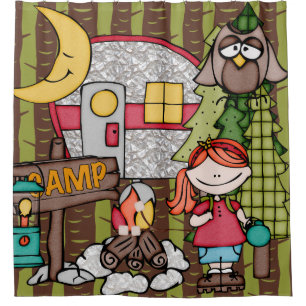 Red Hair Girl Outdoors Camping Vacation Shower Curtain