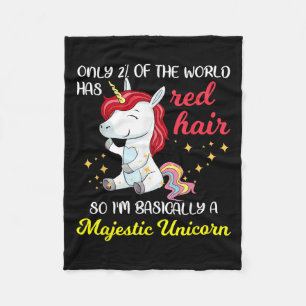 Red Hair Majestic Unicorn Funny Ginger Head Pride  Fleece Blanket