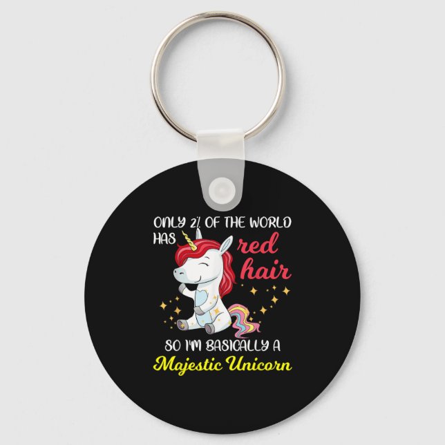 Red Hair Majestic Unicorn Funny Ginger Head Pride  Key Ring (Front)
