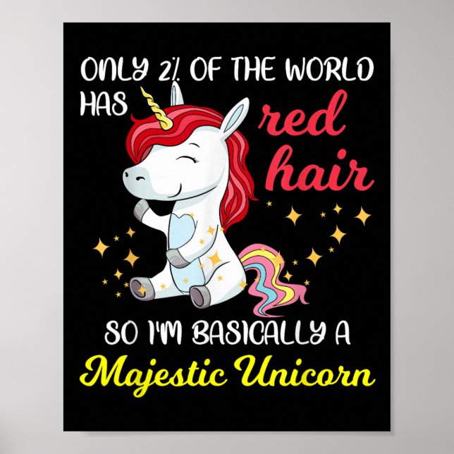 Red Hair Majestic Unicorn Funny Ginger Head Pride  Poster (Front)