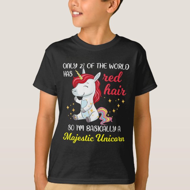 Red Hair Majestic Unicorn Funny Ginger Head Pride  T-Shirt (Front)