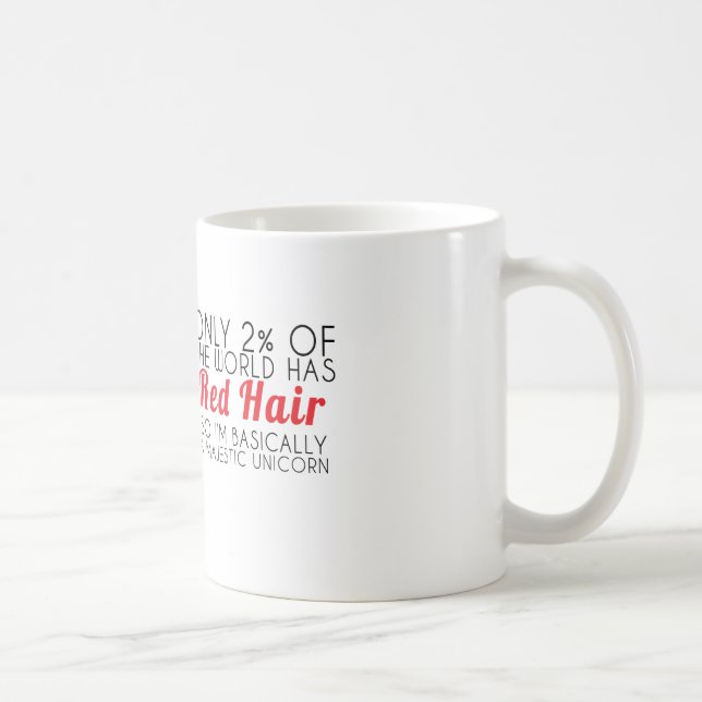 Red Hair Majestic Unicorn Text Mug (Right)