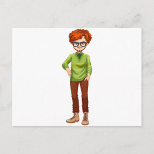 Red hair man postcard