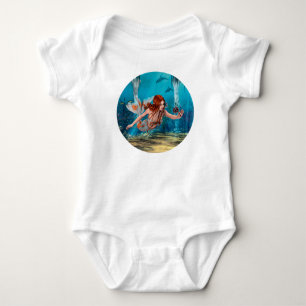 Red Hair Mermaid Underwater Fantasy Art Baby Bodysuit