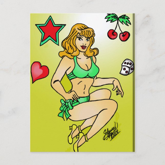 red hair pin up postcard (Front)