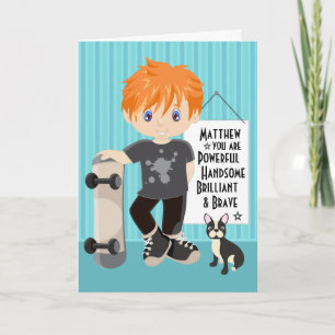 Red Hair Powerful & Brave Boy Card
