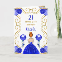 Red Hair Princess Blue Happy Birthday