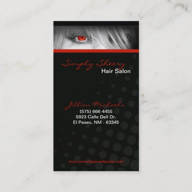 Red Hair Salon Beauty Shop Boutiq Business Card (Front)
