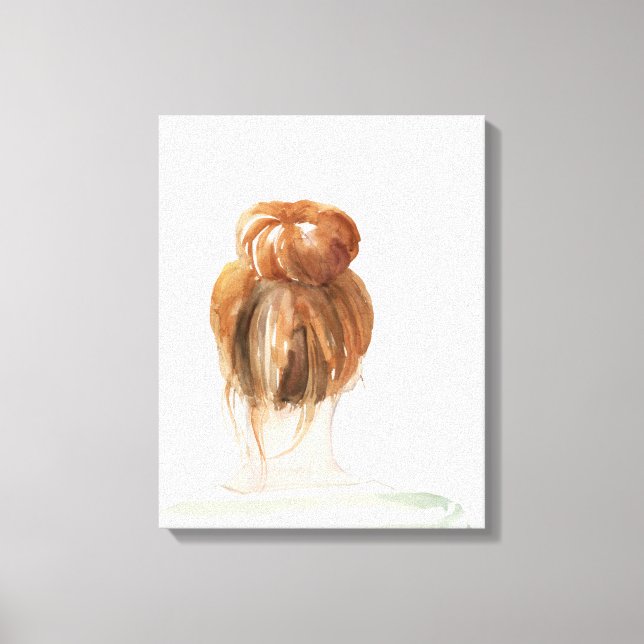 Red Hair Top Knot Bun Canvas Print (Front)