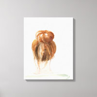 Red Hair Top Knot Bun