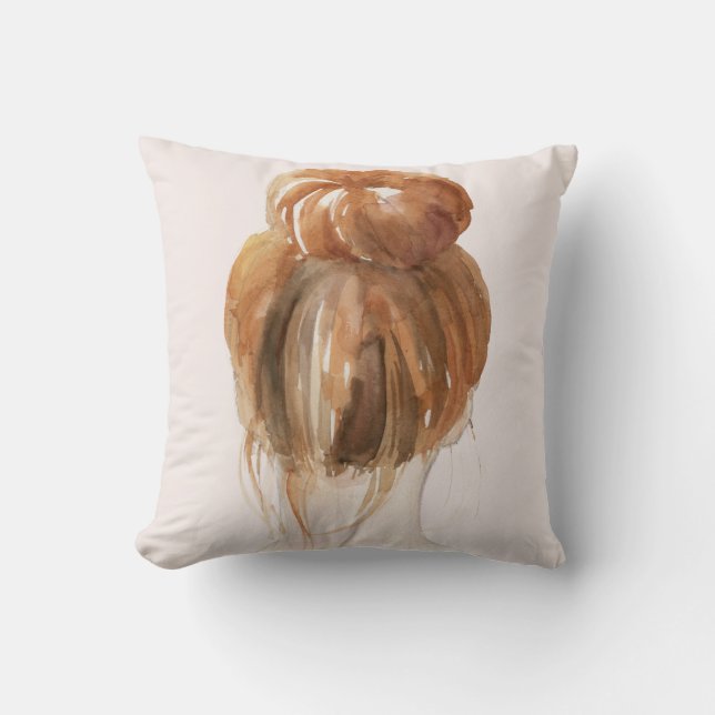 Red Hair Top Knot Bun Cushion (Front)