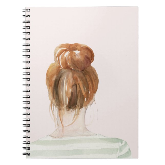 Red Hair Top Knot Bun Notebook (Front)