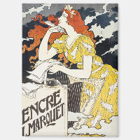 Red Hair Woman Yellow Dress Classic Art Nouveau