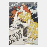 Red Hair Woman Yellow Dress Classic Art Nouveau