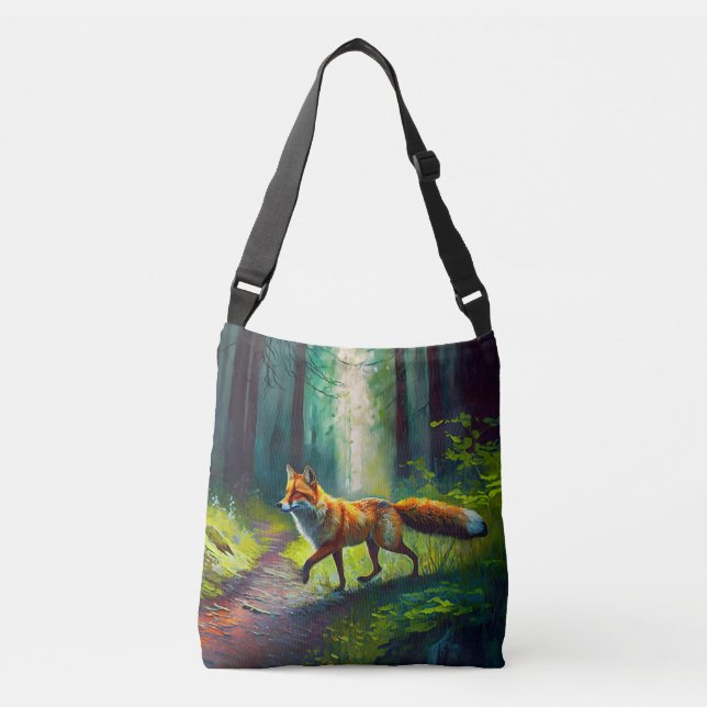 Red-haired beauty on the hunt, forest dwellers crossbody bag (Front)